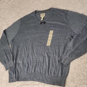 St. John's Bay V-Neck Sweater in Heathered Blue
